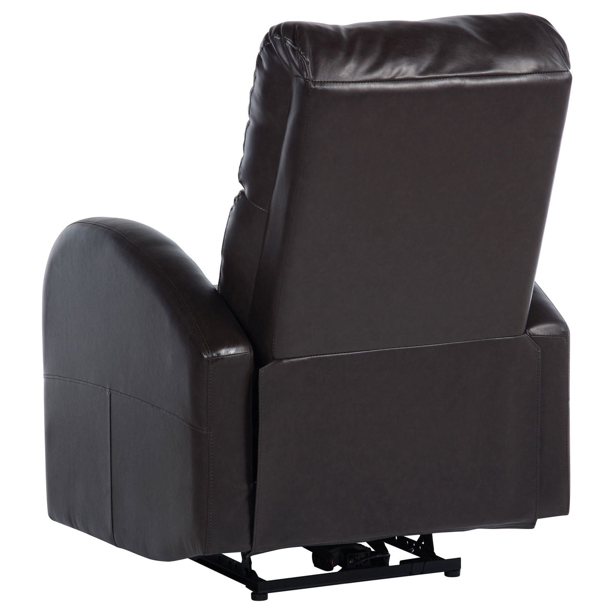 Meglia Power Recliner Chair in black leather with metal base on Tampa Home & Garden Store