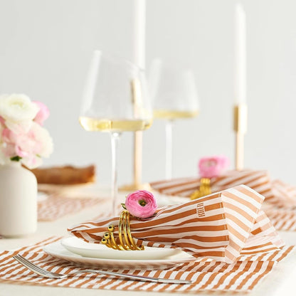 Orange Striped Disposable Dinner Napkin Set of 50