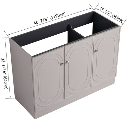 Freestanding bathroom vanity with soft-close doors in gray HouseOfZazla, 46 7/8in W x 19 1/2in D on Tampa Home & Garden Store