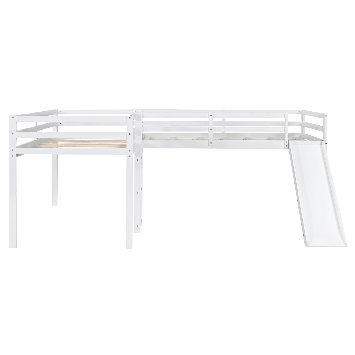 L Shaped Loft Bed With Ladder And Slide, white finish, HouseOfZazla on Tampa Home & Garden Store