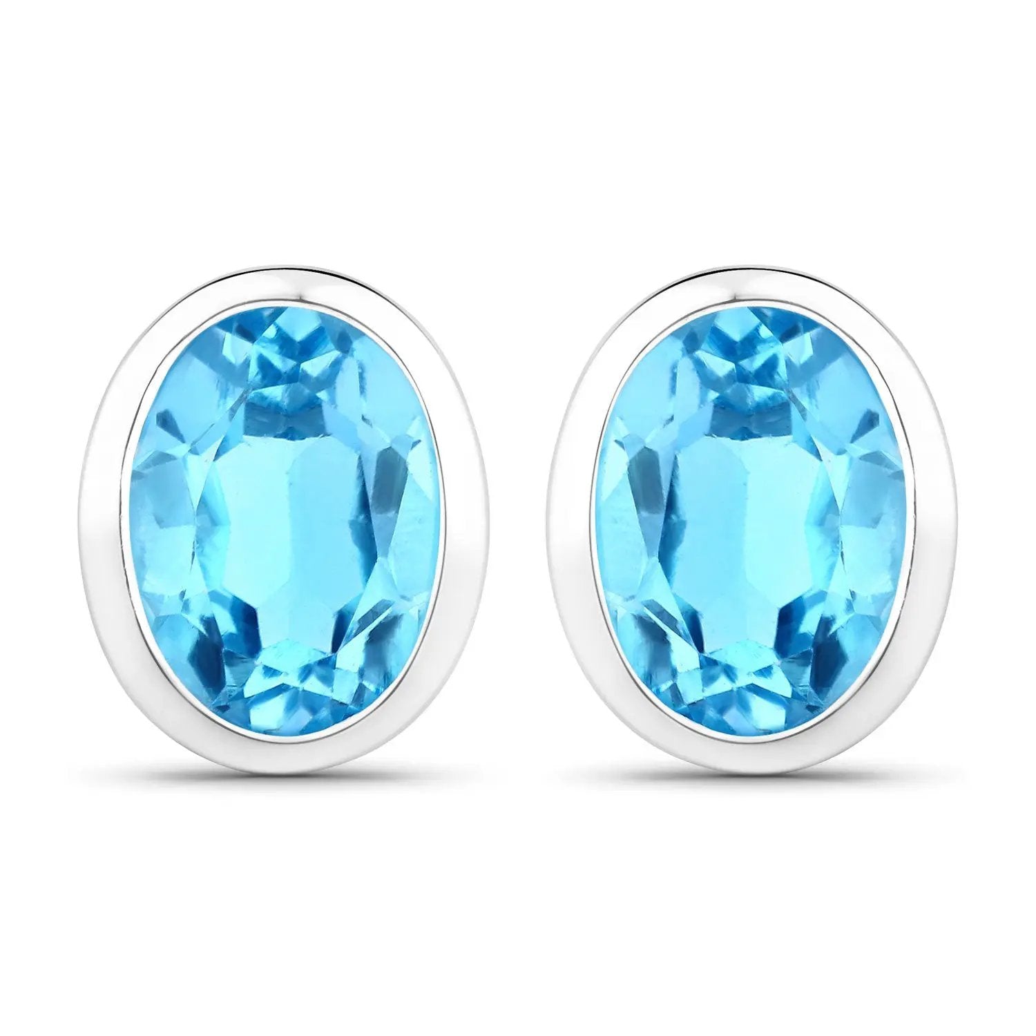 Earrings: 4.00ct Swiss blue topaz oval pair earrings in .925 sterling silver by Bids.com on Tampa Home & Garden Store