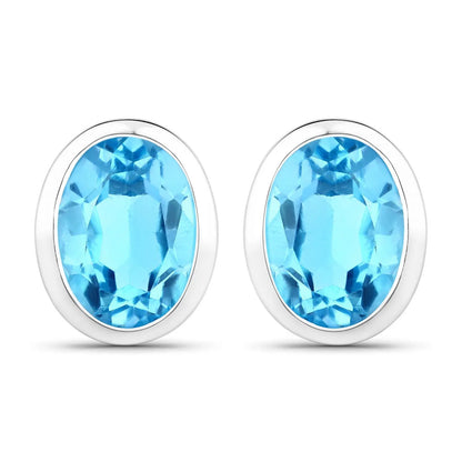 Earrings: 4.00ct Swiss blue topaz oval pair earrings in .925 sterling silver by Bids.com on Tampa Home & Garden Store