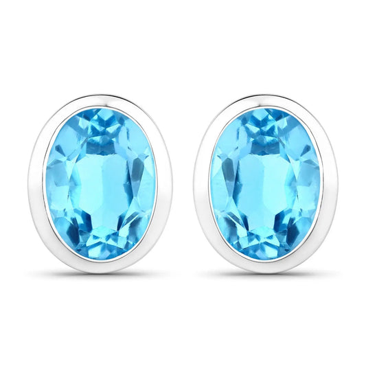 Earrings: 4.00ct Swiss blue topaz oval pair earrings in .925 sterling silver by Bids.com on Tampa Home & Garden Store