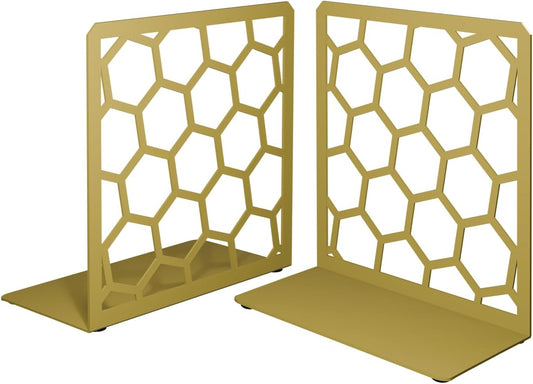 Honeycomb Metal Bookend – Modern Geometric Book Holder - Tampa Home & Garden Store