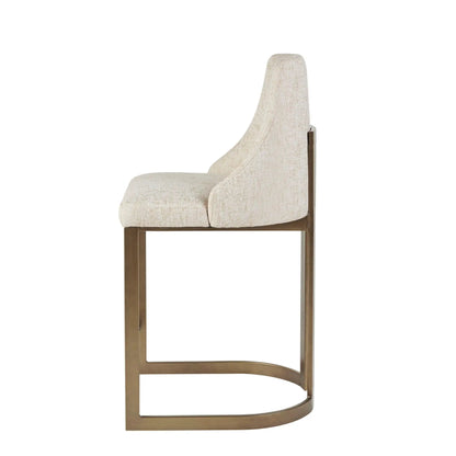 Upholstered Counter Stool with Metal Base Cream