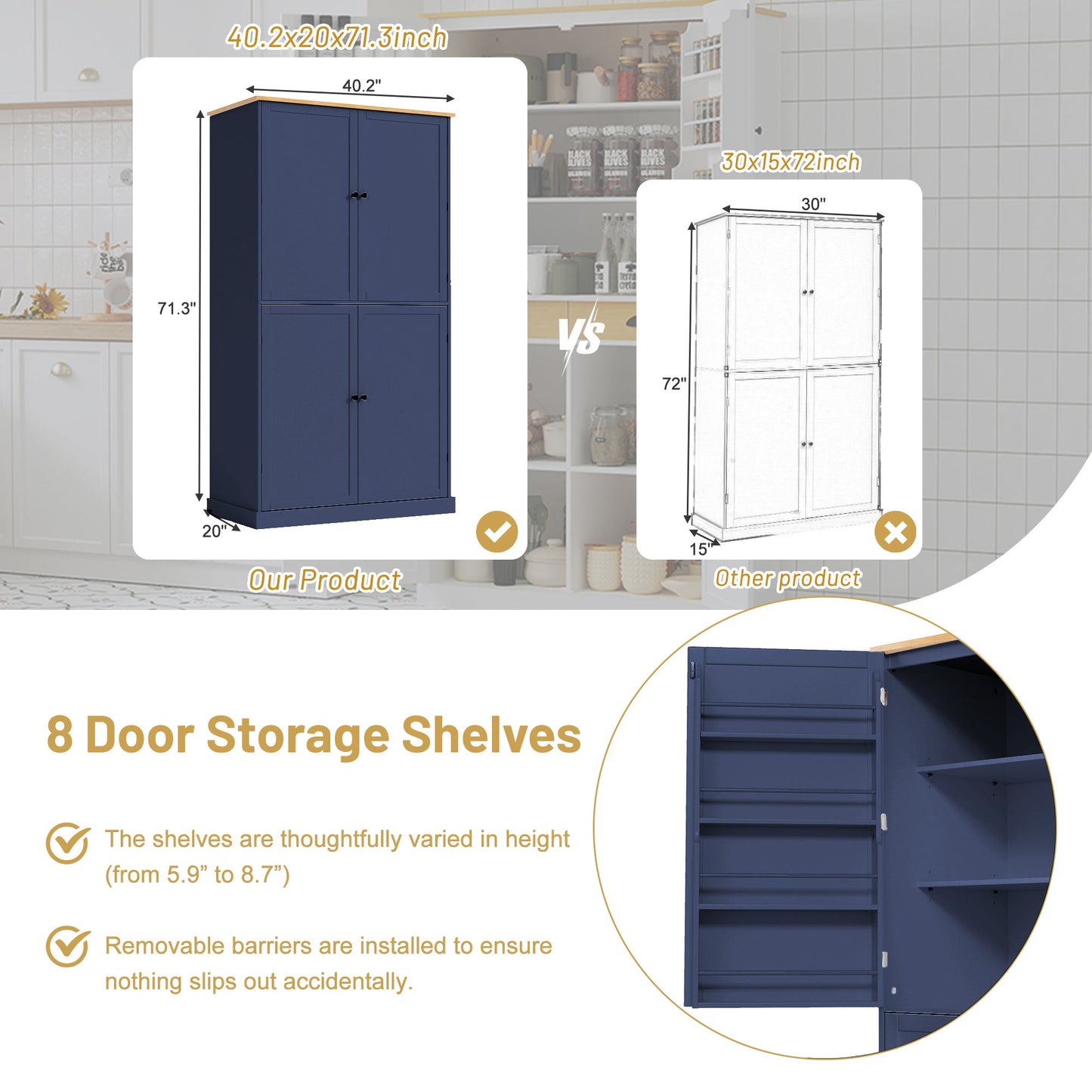 Topmax Freestanding Pantry and Kitchen Cabinet