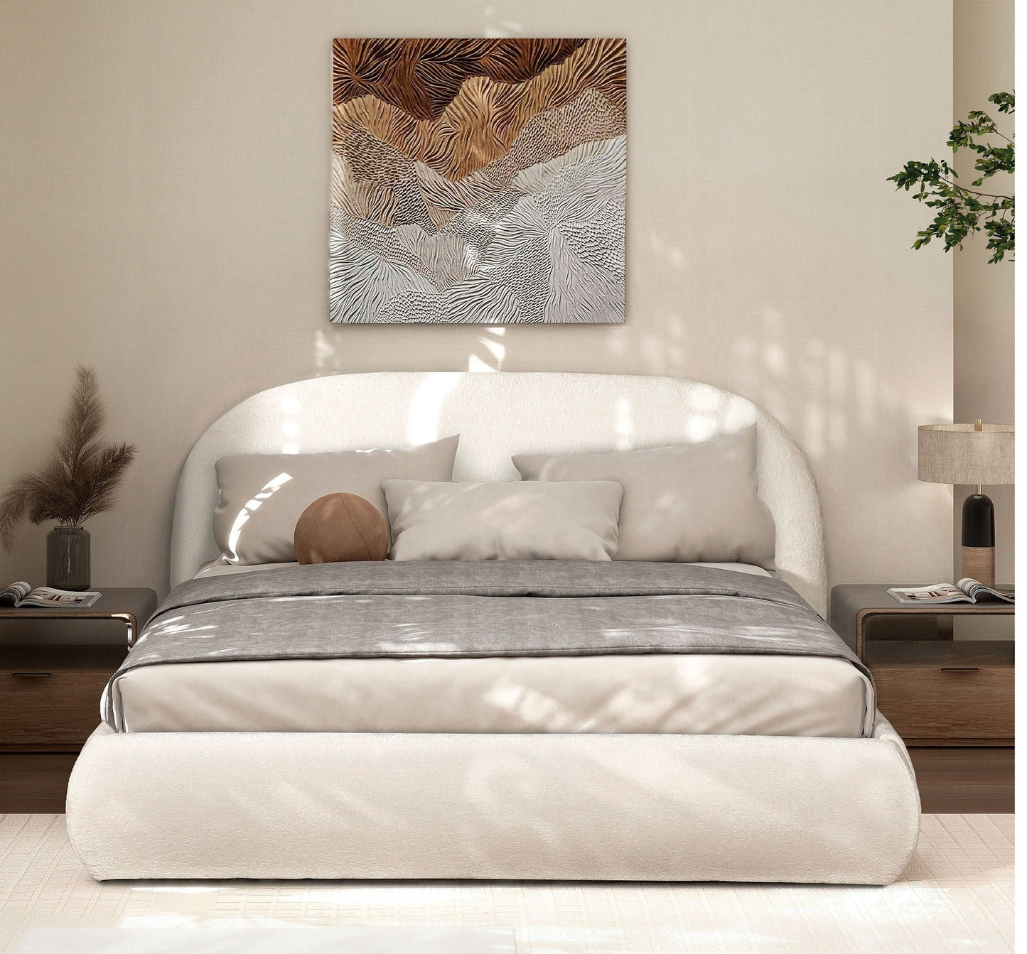 Archie Puffy Upholstered Platform Bed and Frame
