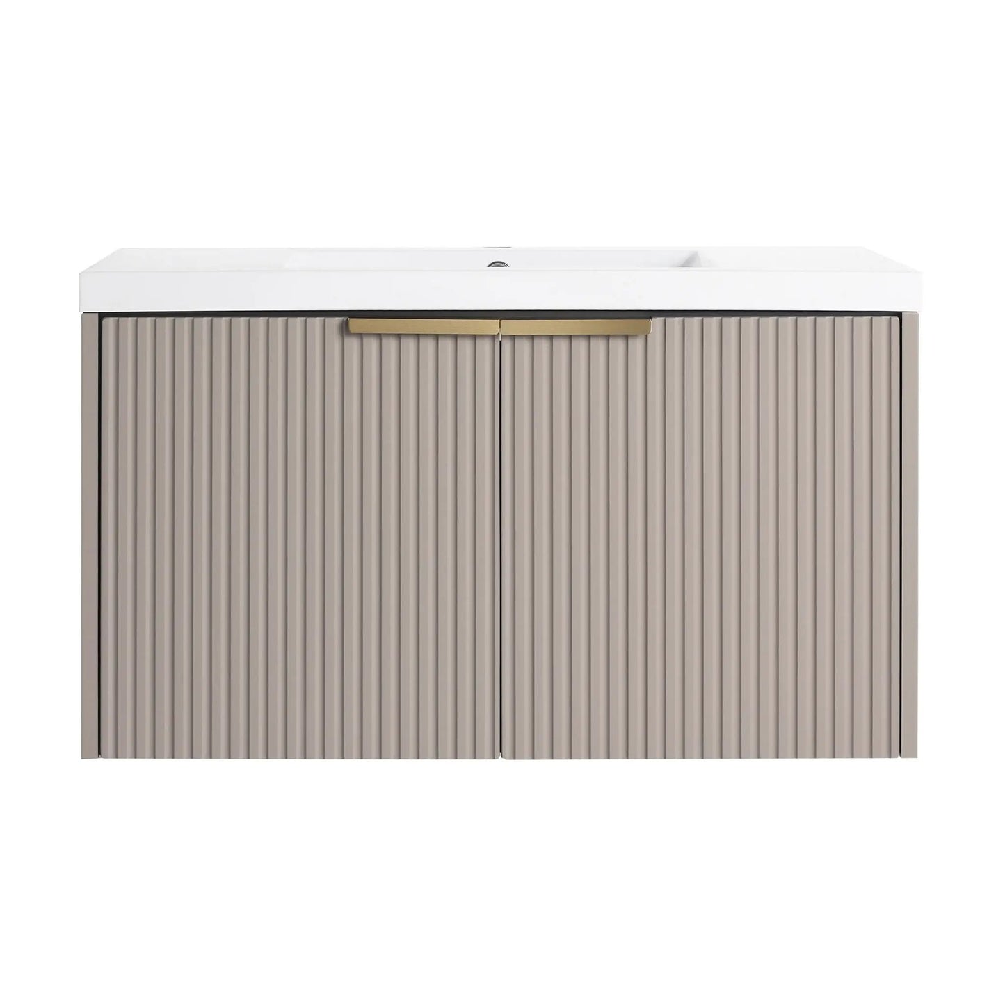 Modern Wall Mounted Vanity With Resin Double Sink