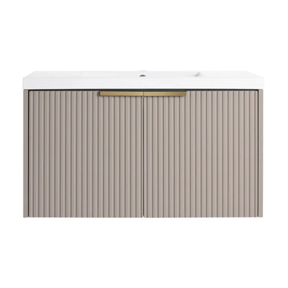 Modern Wall Mounted Vanity With Resin Double Sink