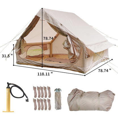 Inflatable glamping tent for 4-6 people, khaki waterproof outdoor tent with pump on Tampa Home & Garden Store