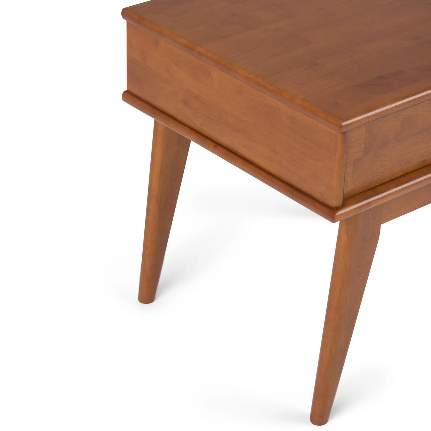 Draper Handcrafted Mid Century End Table with warm wood finish and tapered legs on Tampa Home & Garden Store