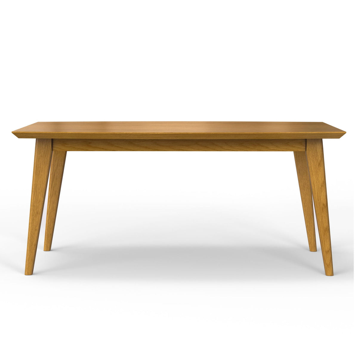 Rectangular dining table in light brown wood with visible grain and tapered angled legs on Tampa Home & Garden Store