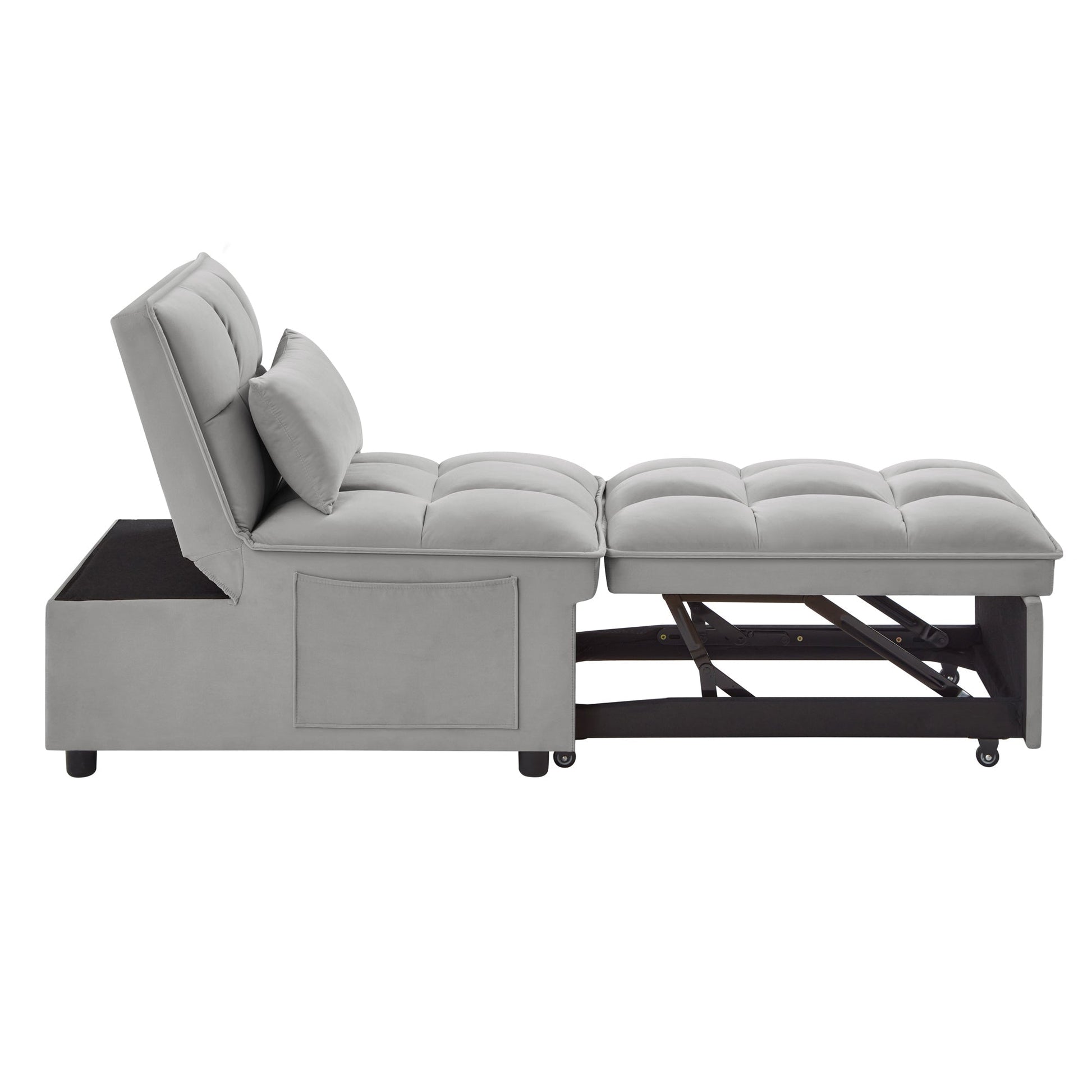 4 in 1 single sofa bed by HouseOfZazla with gray fabric upholstery and storage pocket on Tampa Home & Garden Store
