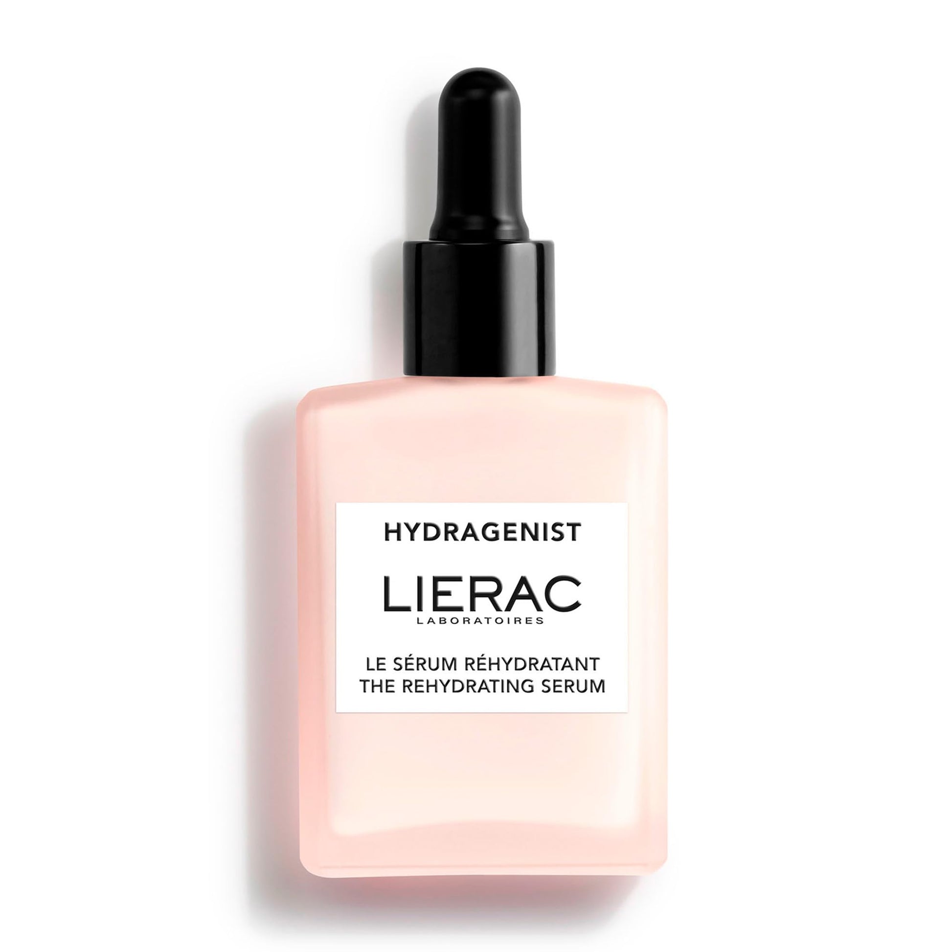 Hydragenist Lierac Rehydrating Serum bottle with pink glass and black dropper, face serum on Tampa Home & Garden Store