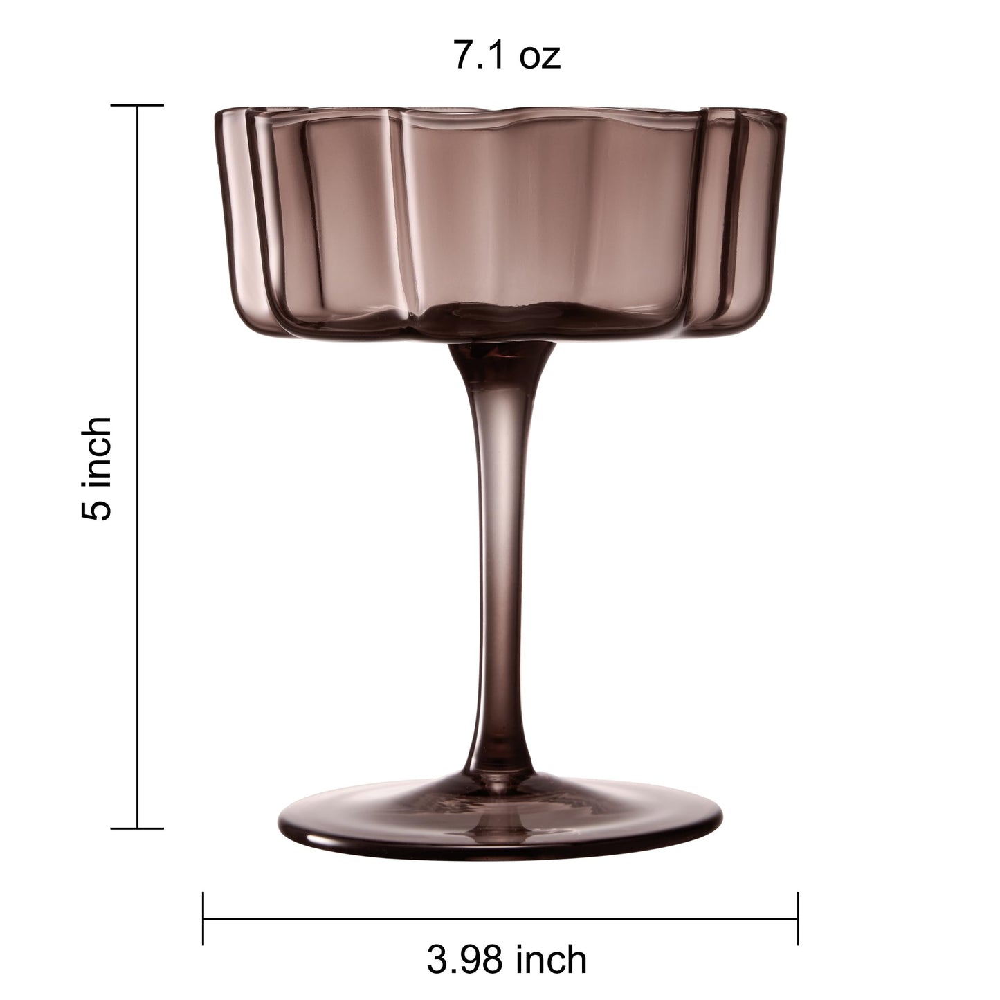 Venus Flower Wave Coupe Glasses Set of 6 Brown