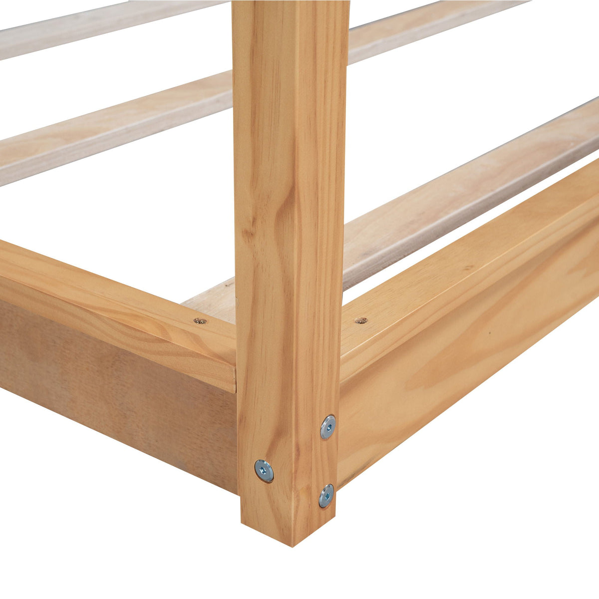 Natural wood canopy bed frame with airflow slats and sturdy support legs HouseOfZazla on Tampa Home & Garden Store