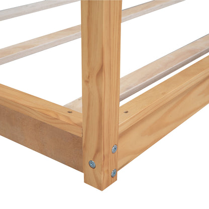 Natural wood canopy bed frame with airflow slats and sturdy support legs HouseOfZazla on Tampa Home & Garden Store