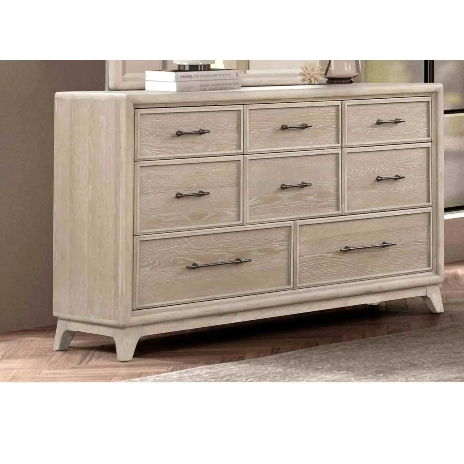 Oak 8-drawer dresser with black metal handles by Unique Piece Furniture on Tampa Home & Garden Store