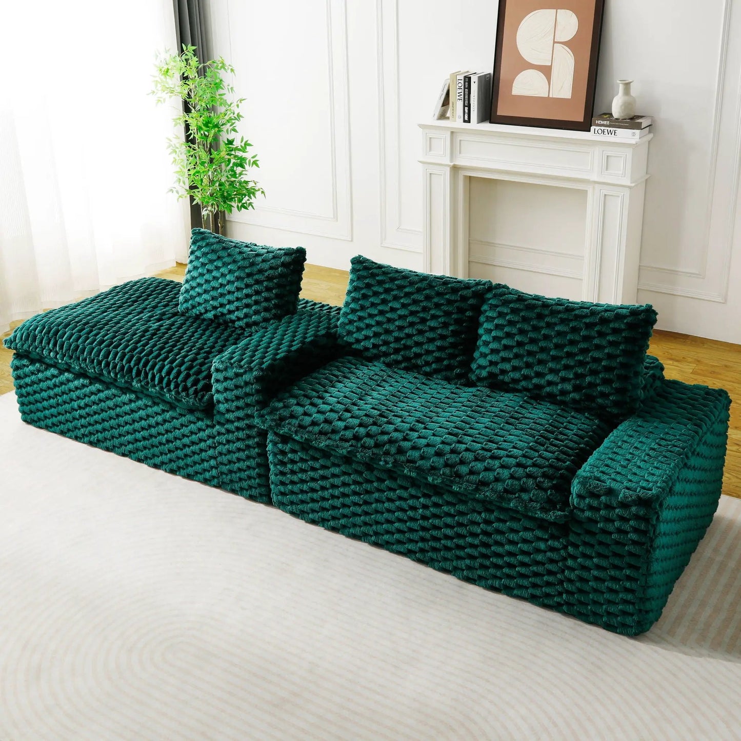 Modular Sofa, Convertible Twin Seat with Chaise