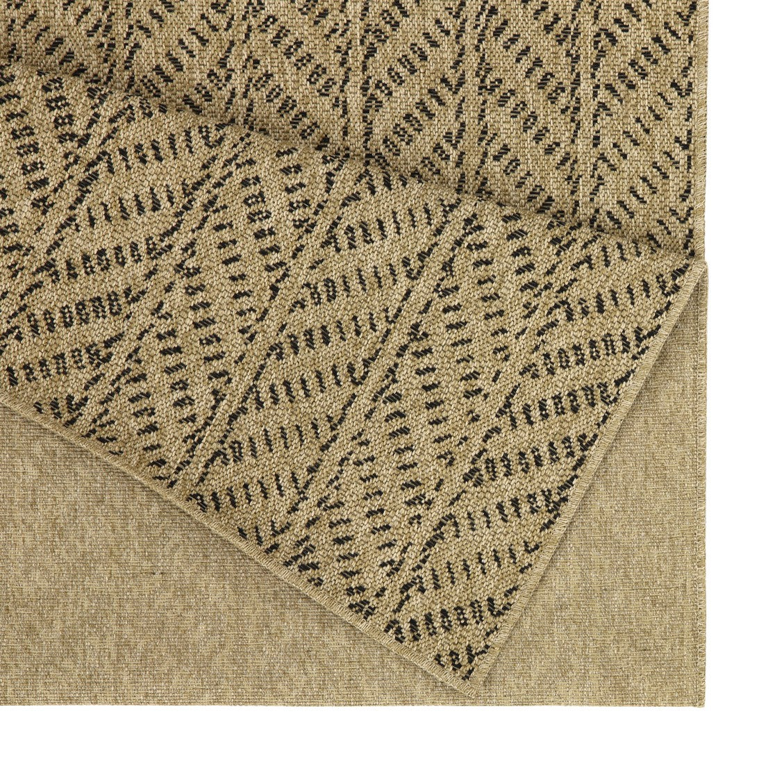 Earth Black Indoor Outdoor Flatweave Rug beige with black dash pattern HouseOfZazla on Tampa Home & Garden Store