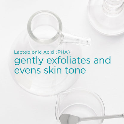 Face serum label by Beauty Care Bag with Lactobionic Acid (PHA) text over glass lab beakers on Tampa Home & Garden Store
