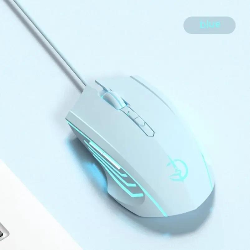 Laptop Esports Game Wired Mouse FLIPSTYLEZLLC, white body with blue LED accents on Tampa Home & Garden Store
