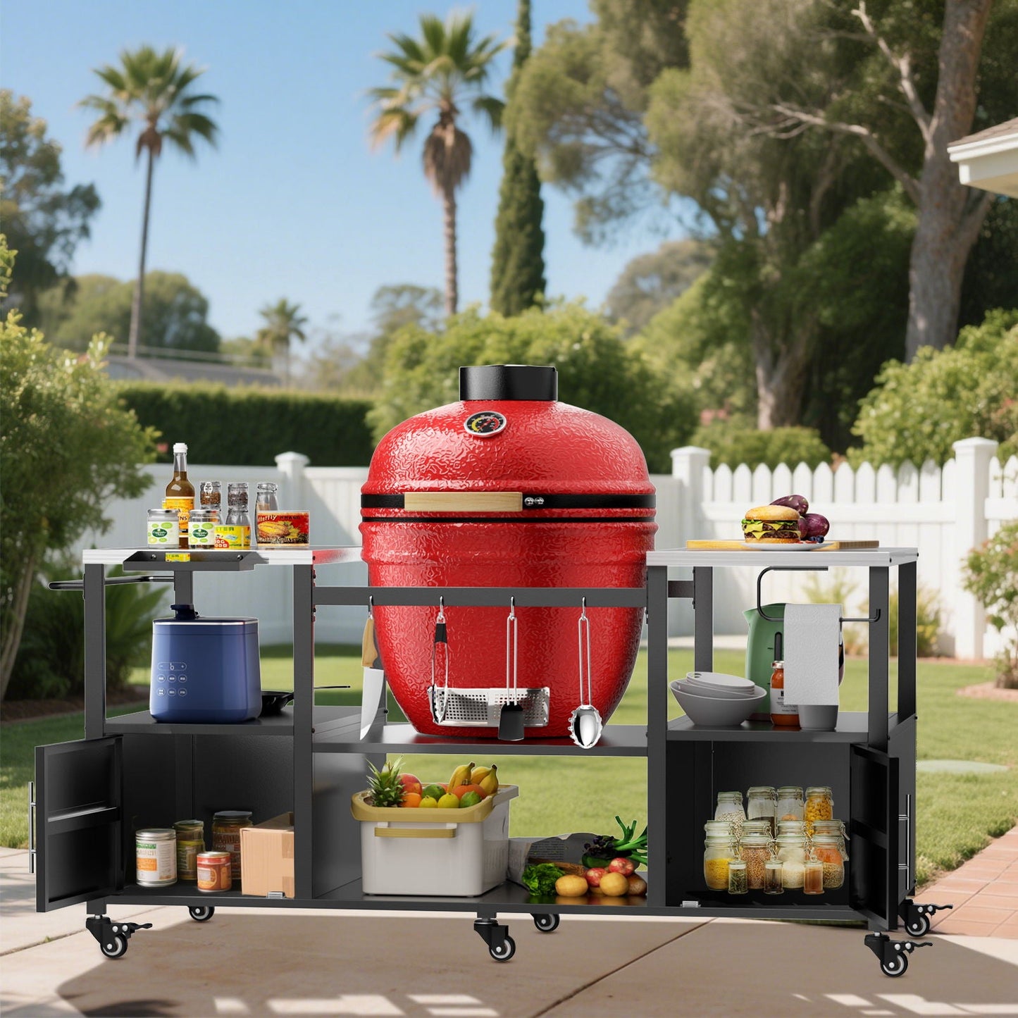 Stainless Steel Outdoor Grill Cart and Table
