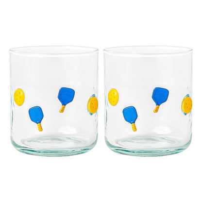 Stylish Set of 2 Khen Pickleball Juice Glasses