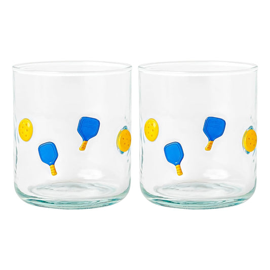 Stylish Set of 2 Khen Pickleball Juice Glasses