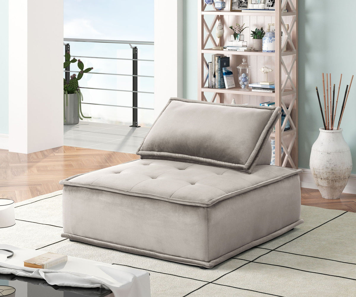 Anna Armless Lounge Chair with Tufted Upholstery in gray by HouseOfZazla on Tampa Home & Garden Store