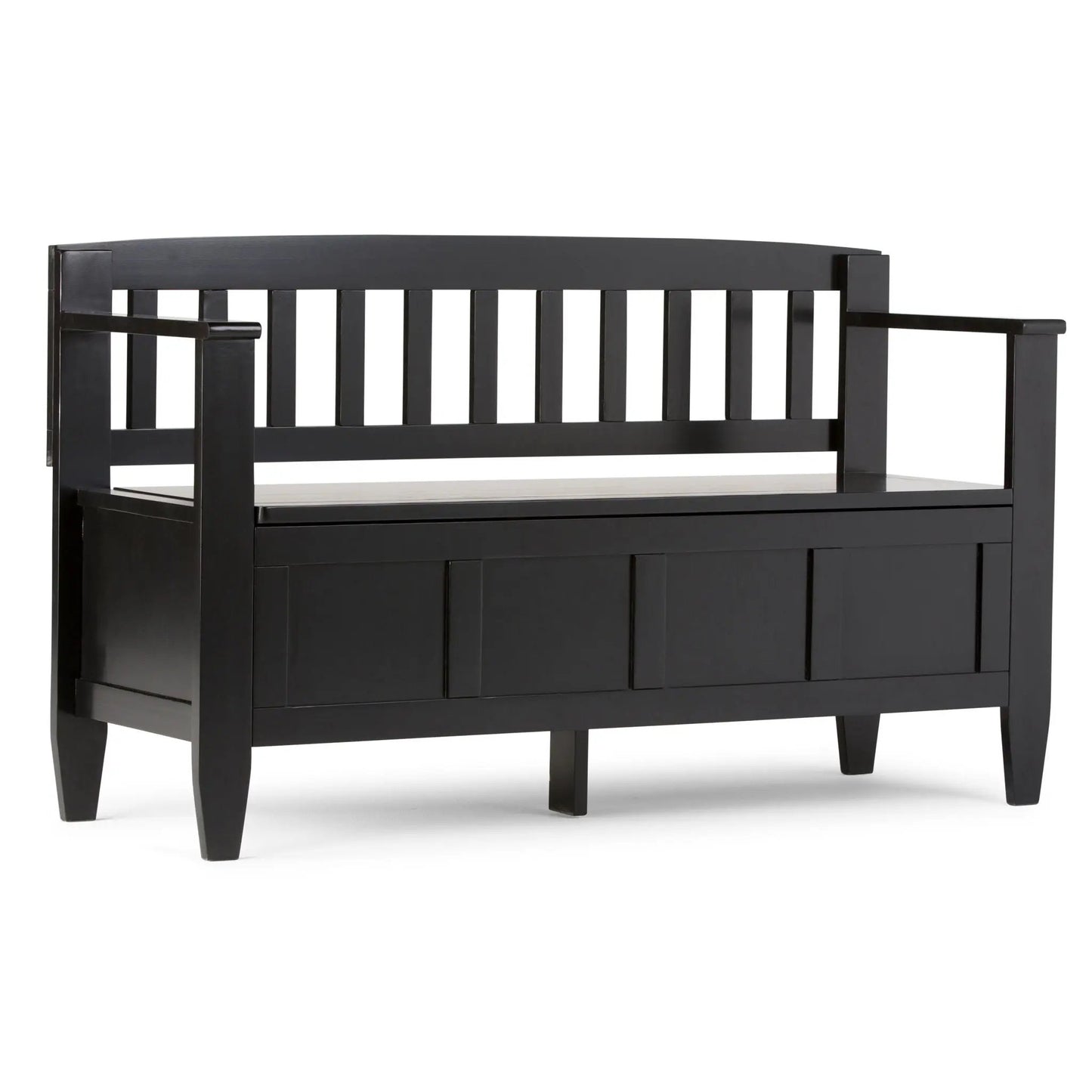 Brooklyn Entryway Storage Bench black finish with slatted back Unique Piece Furniture on Tampa Home & Garden Store