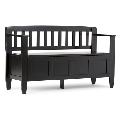 Brooklyn Entryway Storage Bench black finish with slatted back Unique Piece Furniture on Tampa Home & Garden Store
