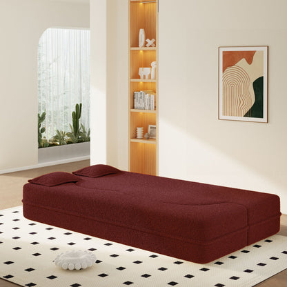 Modern Floor Sleeper Sofa Bed And Two Pillows