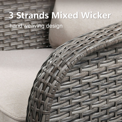 3-seat PE wicker outdoor sofa with gray-brown handwoven rattan weave for patio seating on Tampa Home & Garden Store