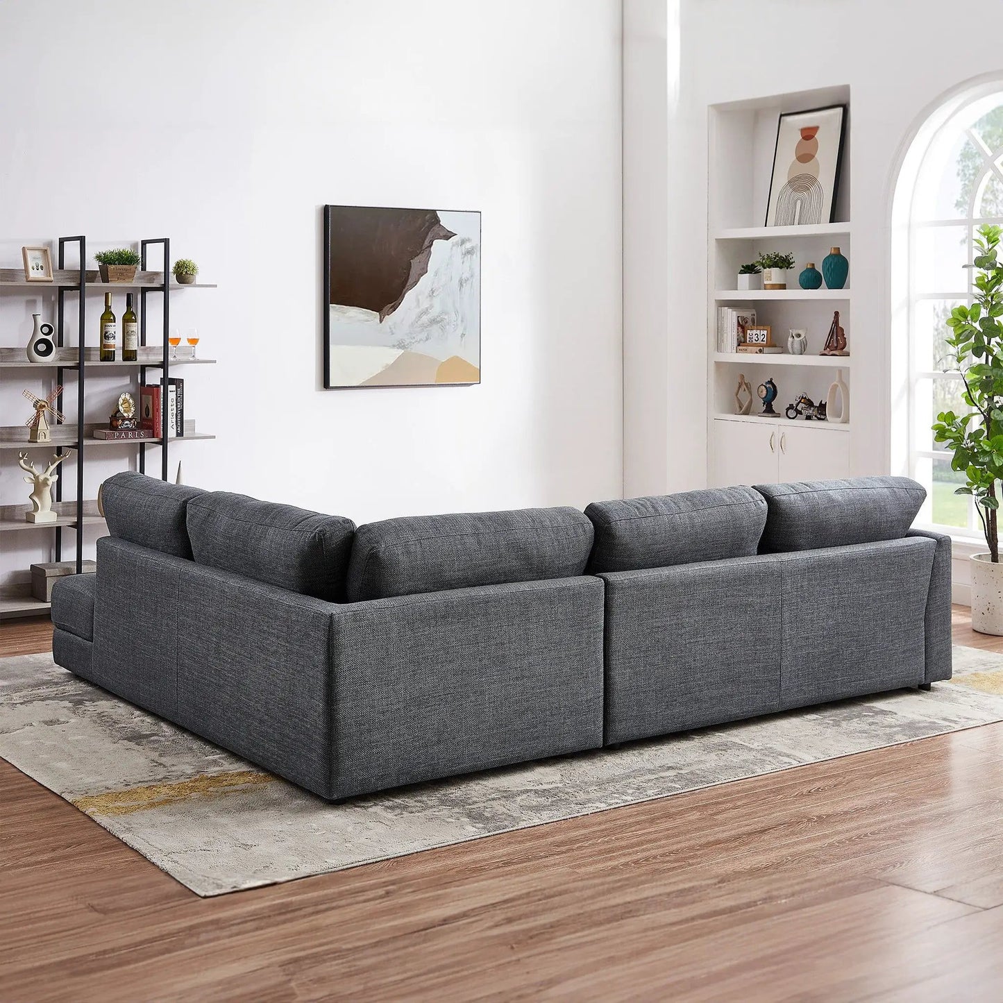 Glander Cozy Stationary Sectional Sofa in dark gray fabric by Unique Piece Furniture on Tampa Home & Garden Store