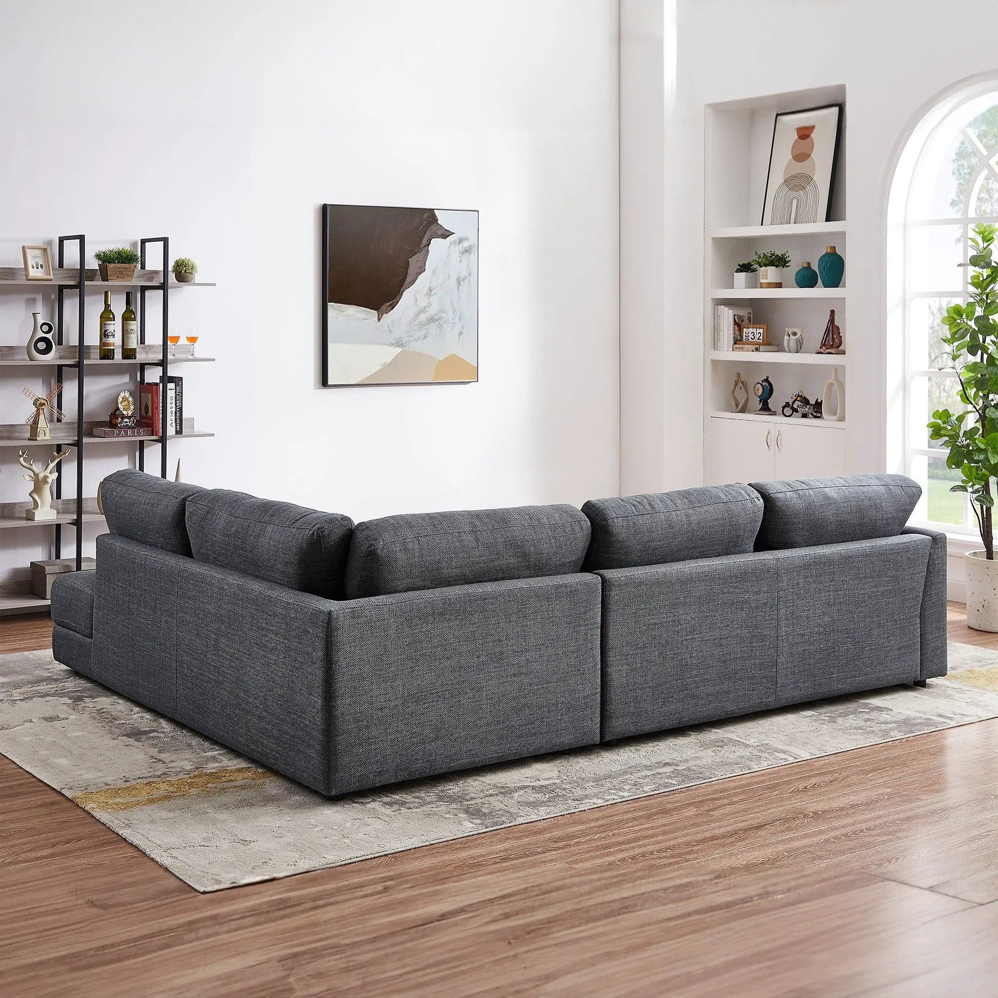 Glander Cozy Stationary Sectional Sofa in dark gray fabric by Unique Piece Furniture on Tampa Home & Garden Store