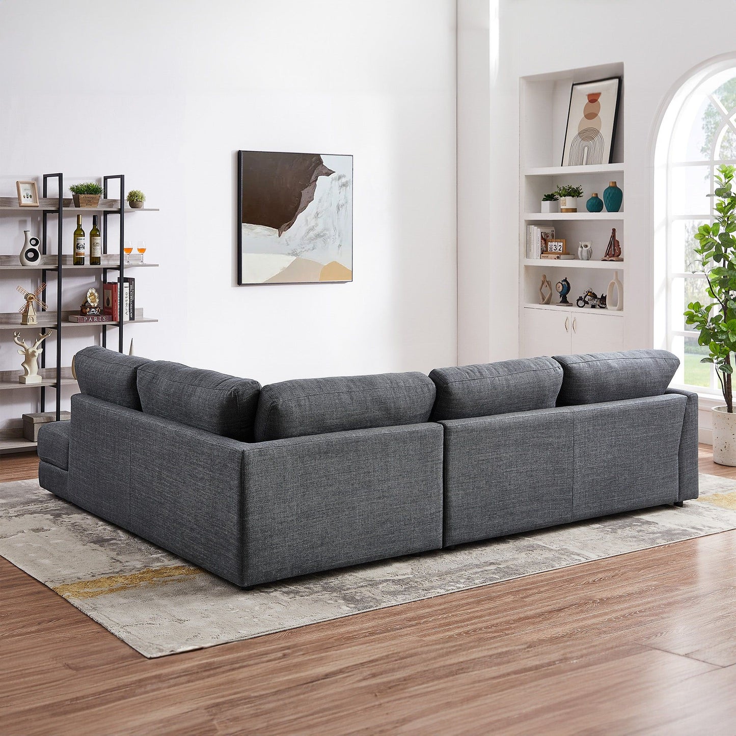 Glander Comfortable Cozy Sectional Sofa in gray fabric by HouseOfZazla on Tampa Home & Garden Store