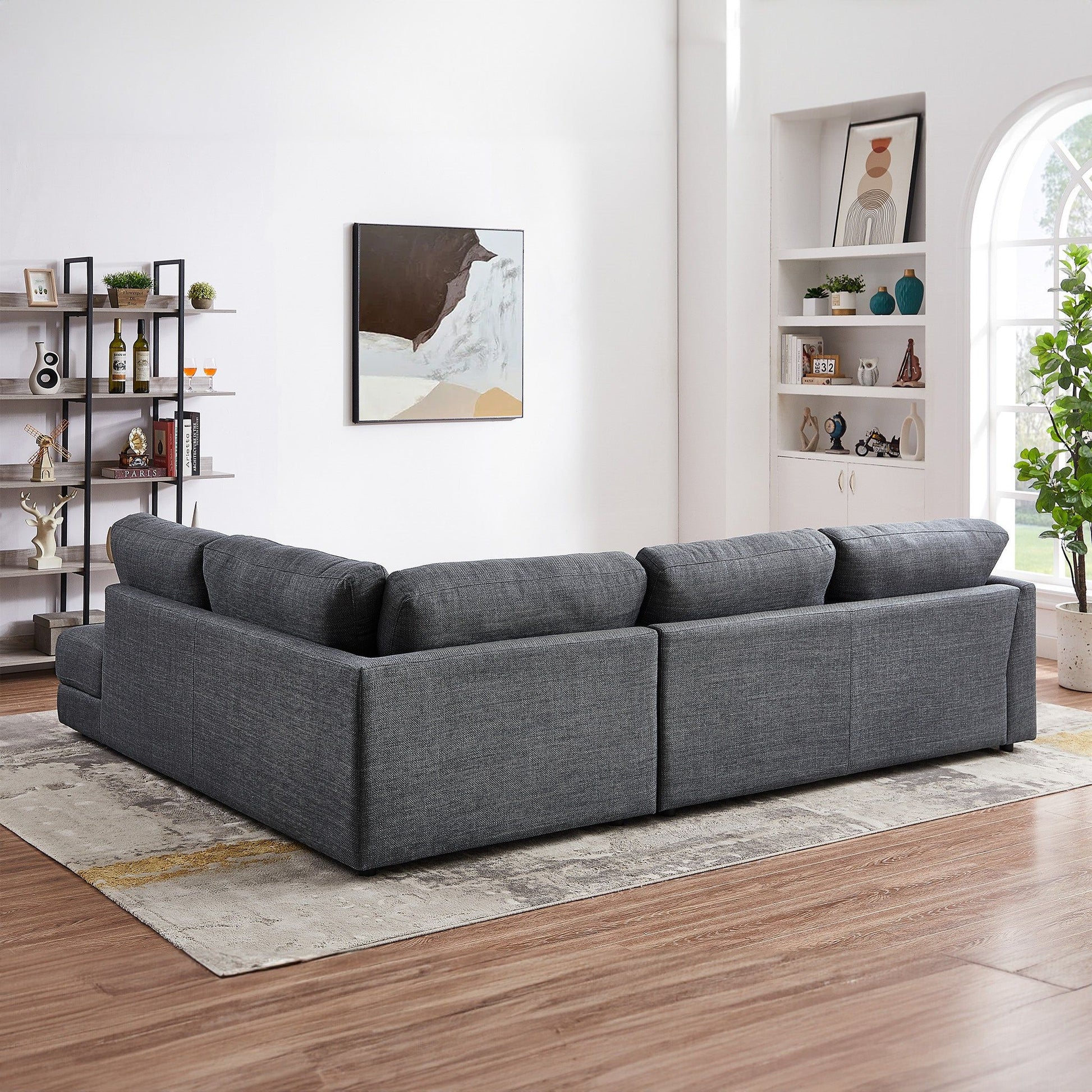 Glander Comfortable Cozy Sectional Sofa in gray fabric by HouseOfZazla on Tampa Home & Garden Store