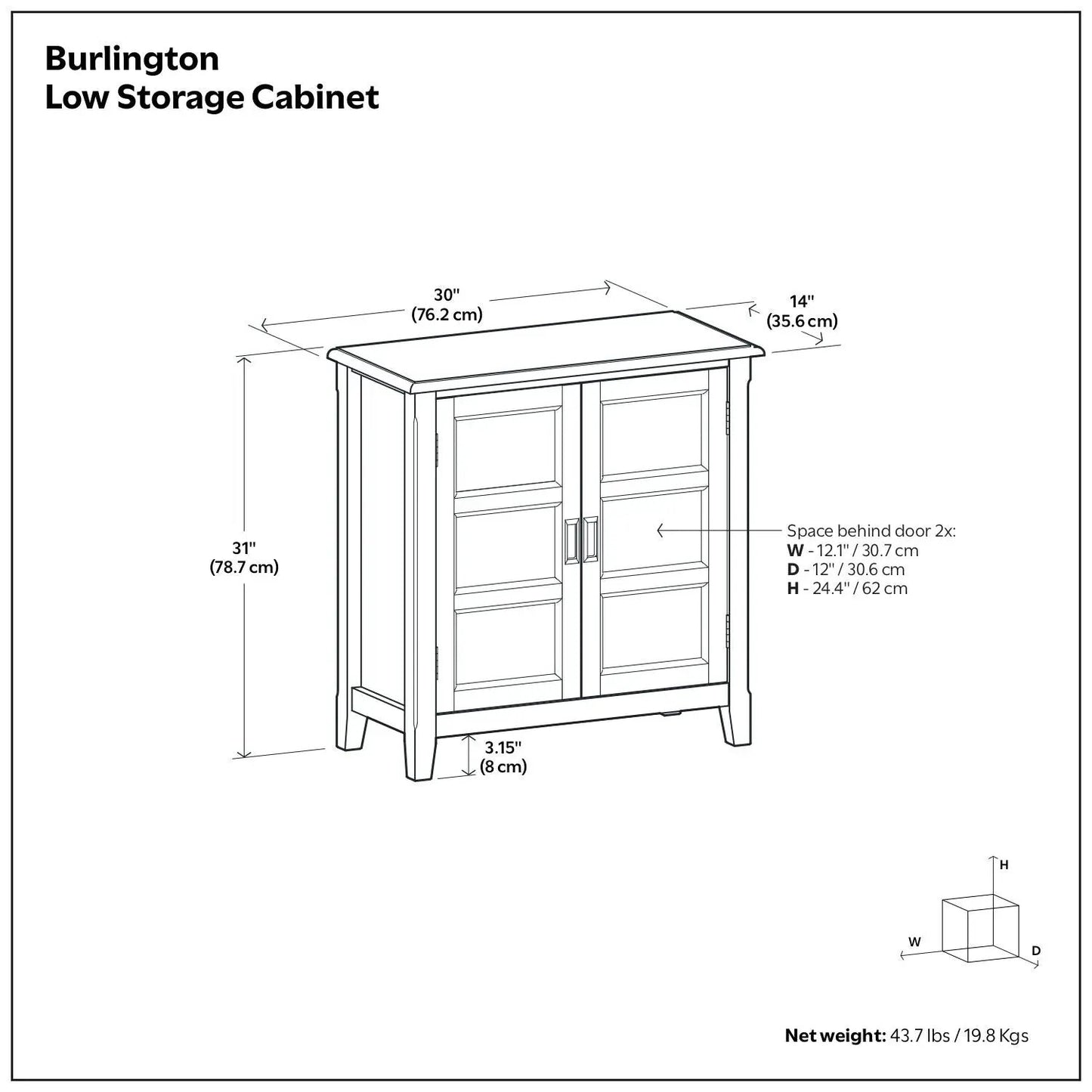 Burlington low storage cabinet by Unique Piece Furniture, two-door cabinet 30W x 31H x 14D on Tampa Home & Garden Store