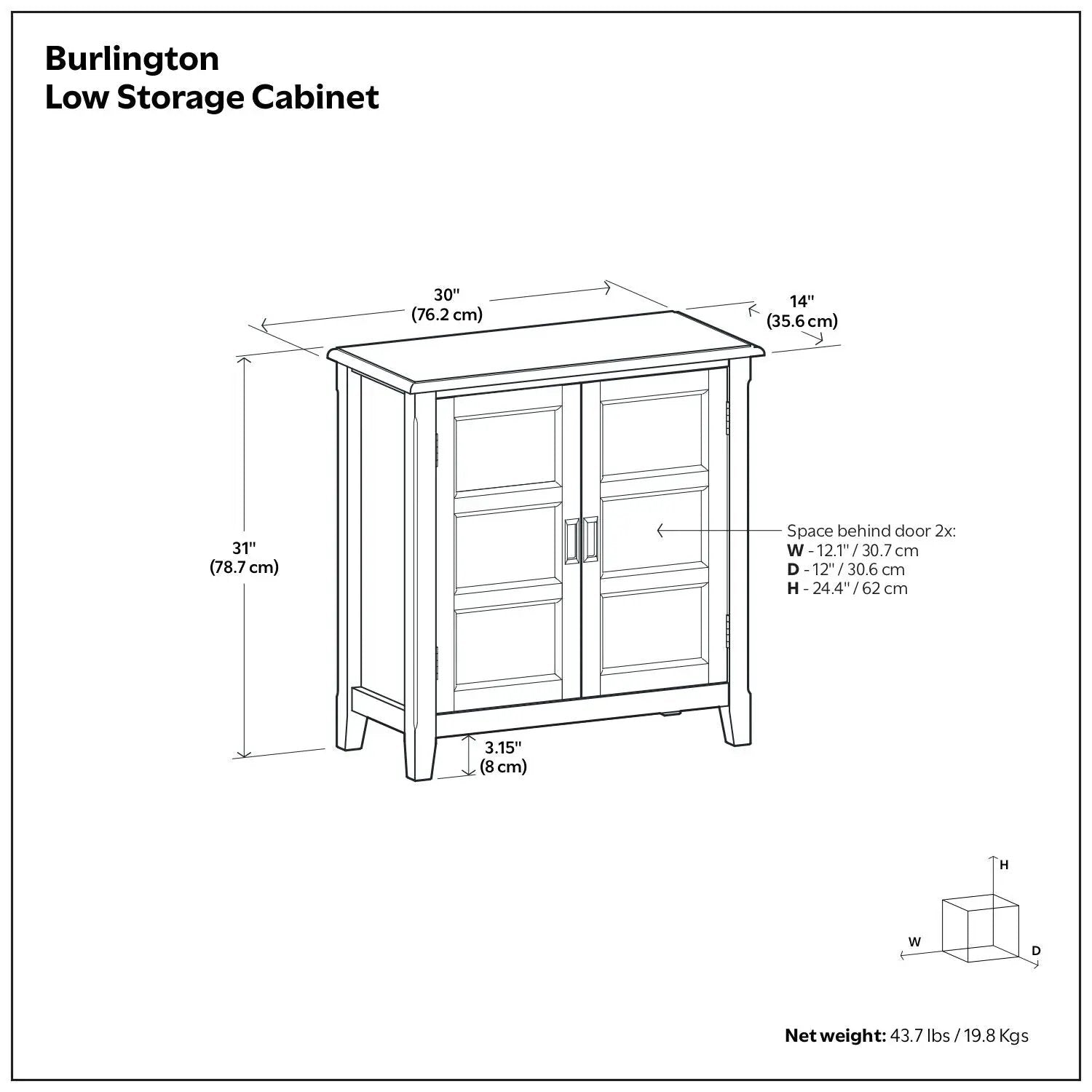 Burlington low storage cabinet by Unique Piece Furniture, two-door cabinet 30W x 31H x 14D on Tampa Home & Garden Store