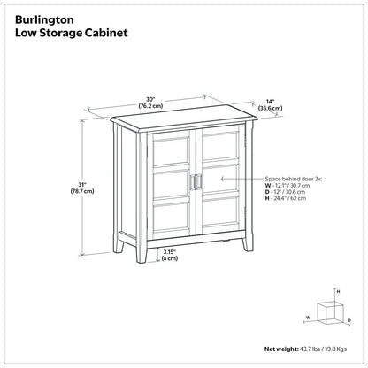 Burlington low storage cabinet by Unique Piece Furniture, two-door cabinet 30W x 31H x 14D on Tampa Home & Garden Store