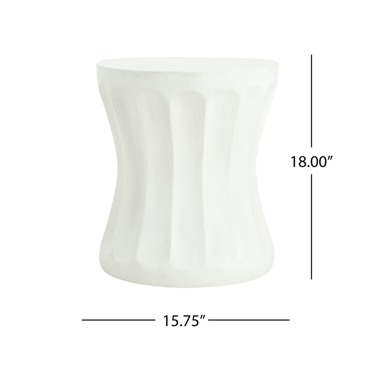 Outdoor round concrete side table antique white with fluted pedestal base HouseOfZazla on Tampa Home & Garden Store