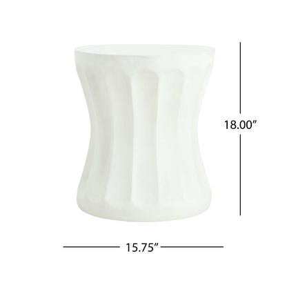 Outdoor round concrete side table antique white with fluted pedestal base HouseOfZazla on Tampa Home & Garden Store