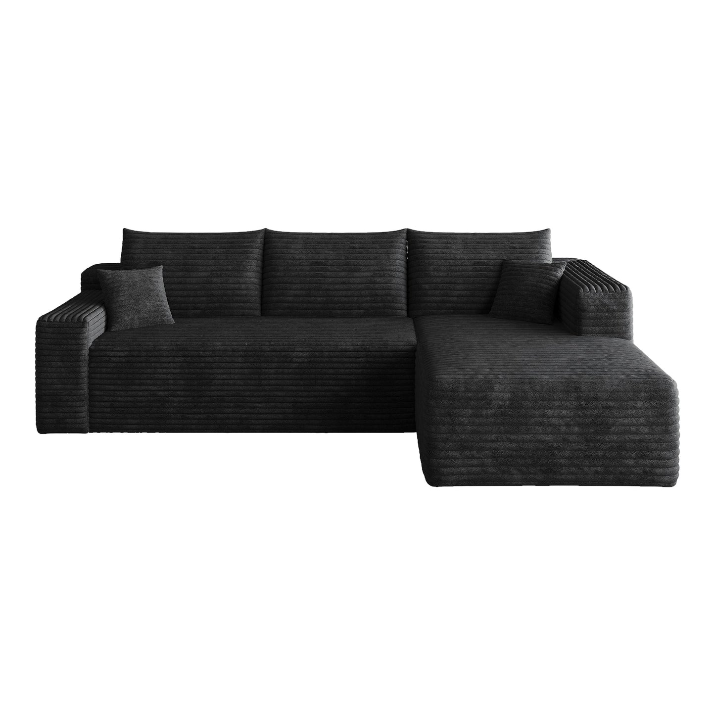 95-inch Cloud L-shaped Sectional Sofa in charcoal ribbed upholstery by HouseOfZazla on Tampa Home & Garden Store