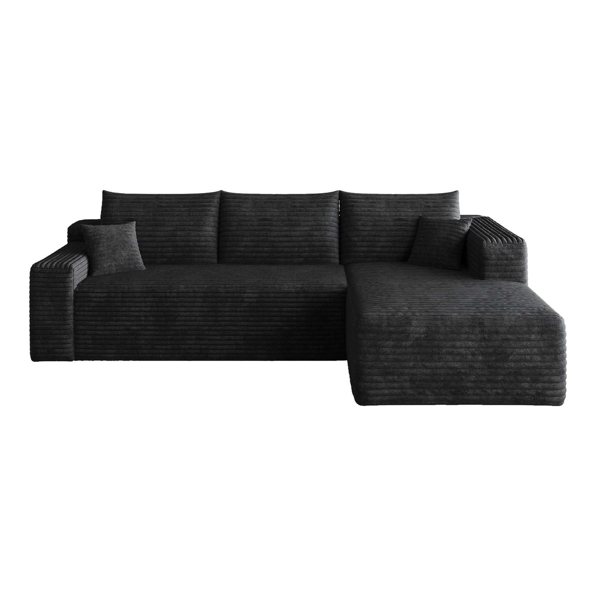 95-inch Cloud L-shaped Sectional Sofa in charcoal ribbed upholstery by HouseOfZazla on Tampa Home & Garden Store