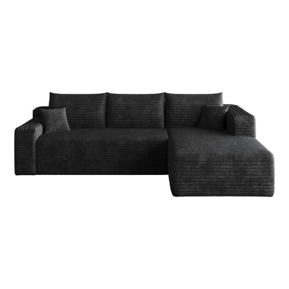 95-inch Cloud L-shaped Sectional Sofa in charcoal ribbed upholstery by HouseOfZazla on Tampa Home & Garden Store