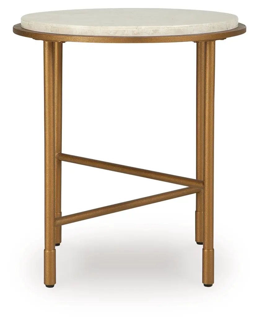 Alben Round Table with Marble Top in Goldtone