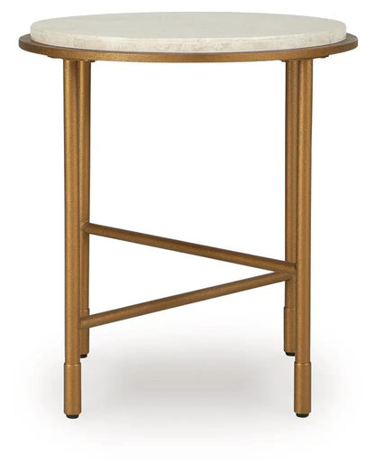Alben Round Table with Marble Top in Goldtone