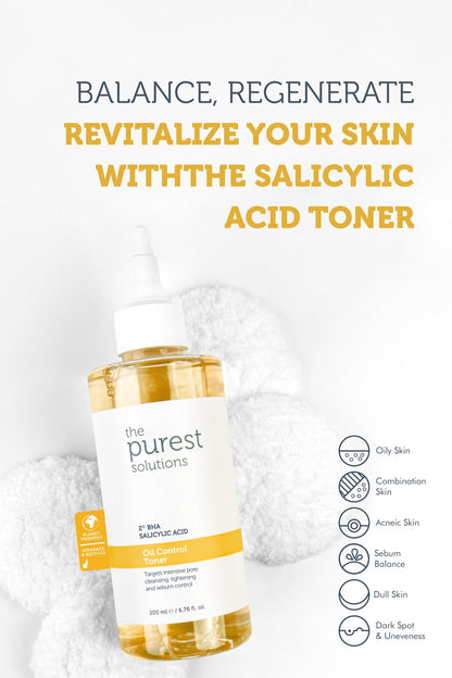 The Purest Solutions Oil Control Toner bottle with white dropper cap and yellow label on Tampa Home & Garden Store