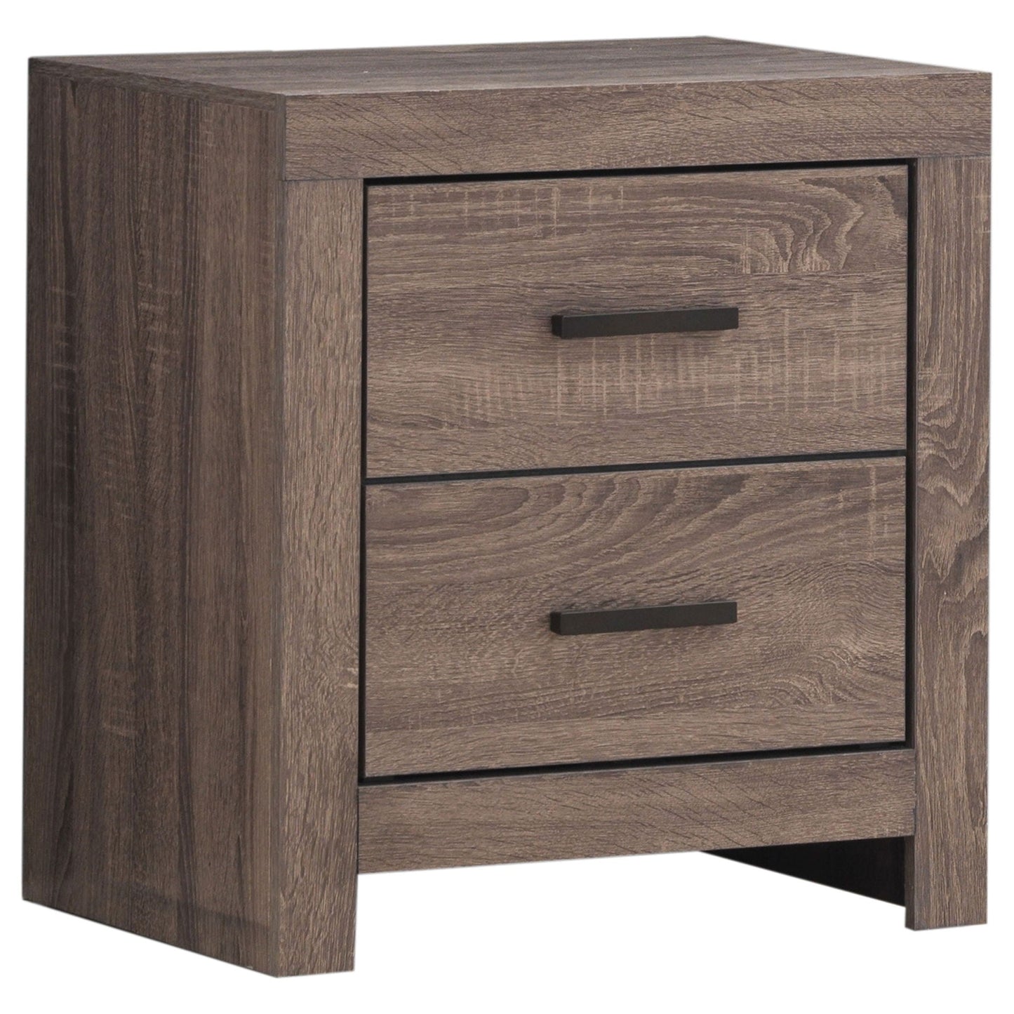 Geary 2-drawer dresser from HouseOfZazla in dark brown wood with black bar handles on Tampa Home & Garden Store